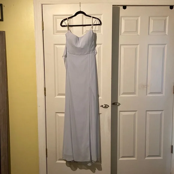 light blue patterned dress Kennedy Blue Sofia Bridesmaid Dress